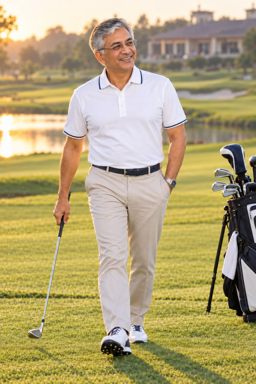 Khurana outdoors on a golf course